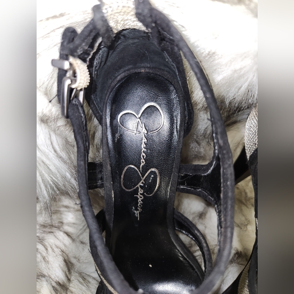 Black, metallic platform high heels - Picture 4 of 4